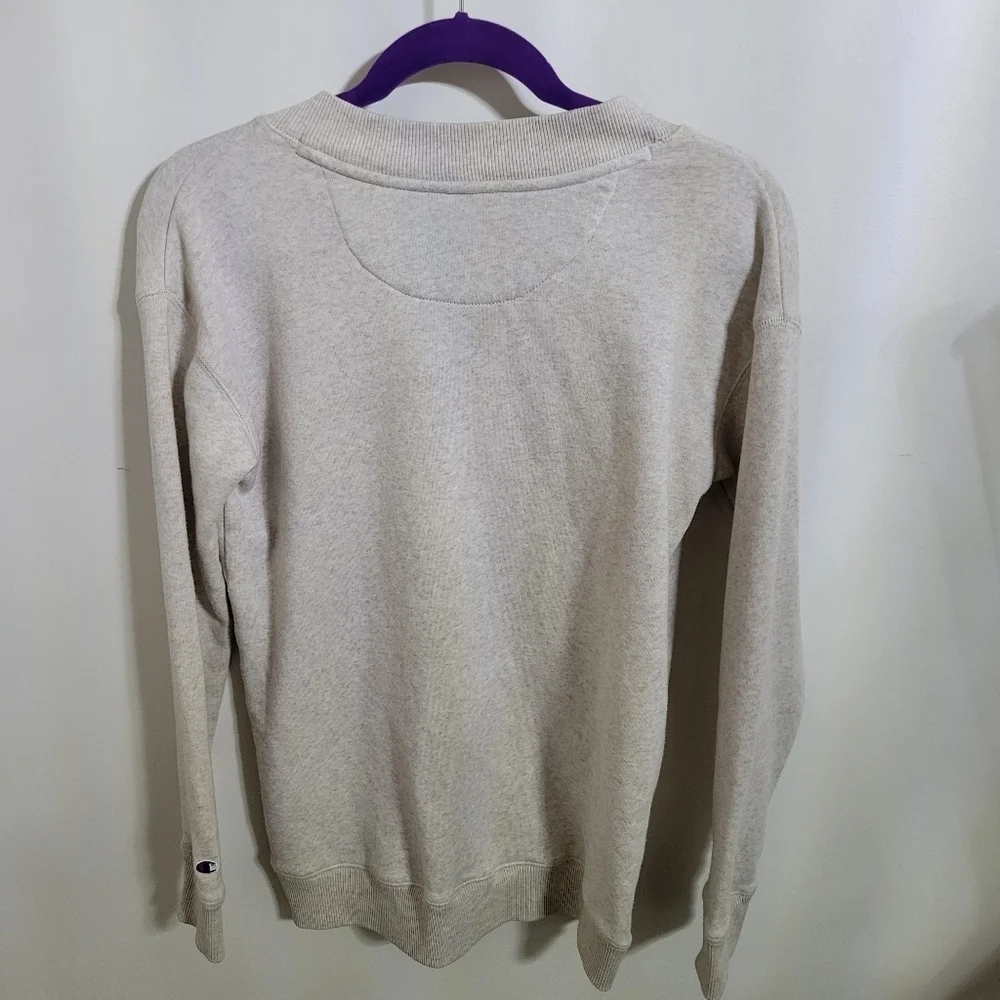 Champion Oatmeal Colored V-Neck Sweater, Size XS